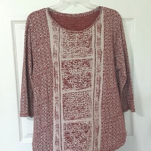 Lucky Brand 3/4" Sleeve Casual Top.